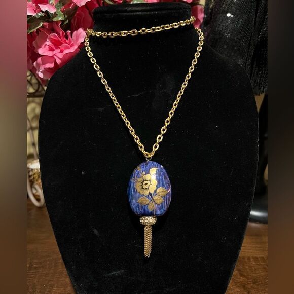 Vintage Pomander Necklace, Lord Nelson Pottery, Ceramic Scent Pendant - Picture 1 of 4